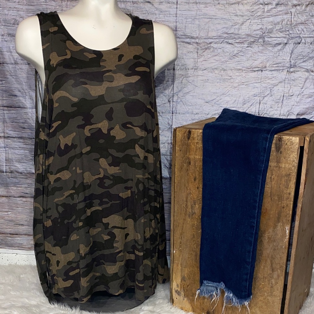 Mud Pie Camouflage Old Shoulder Tunic Top